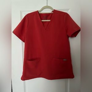FIGS Casma Three-Pocket scrub top size medium limited edition bright coral red